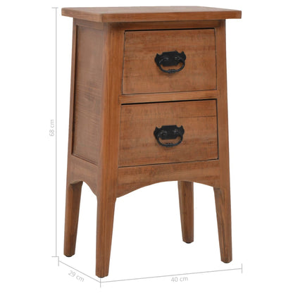 Bedside Cabinet Solid Fir Wood 40x29x68 cm Brown - OLBRIT