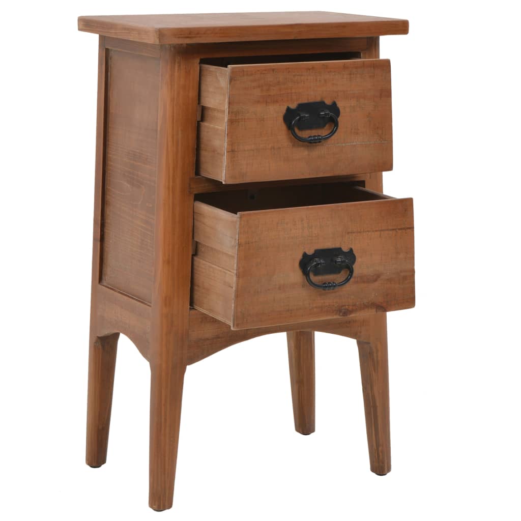 Bedside Cabinet Solid Fir Wood 40x29x68 cm Brown - OLBRIT