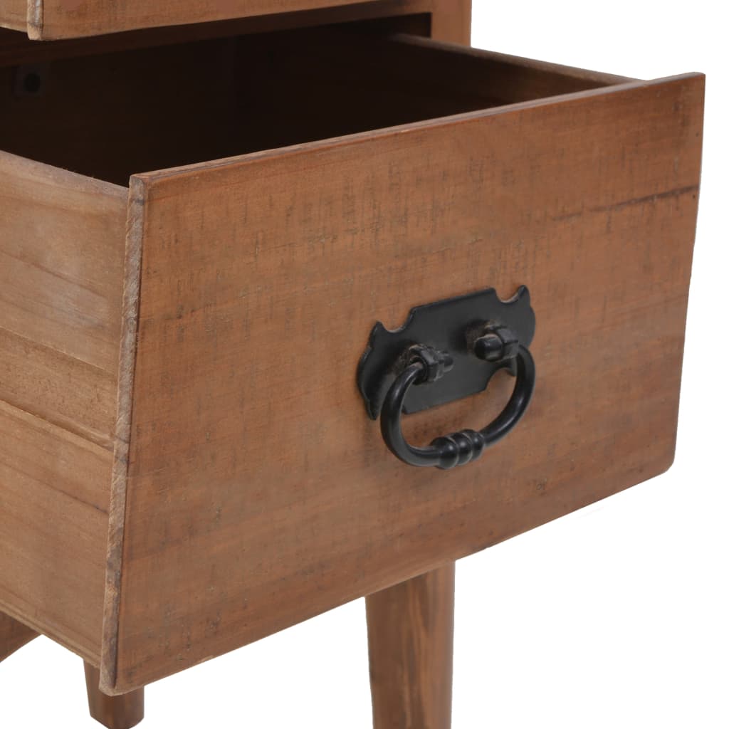 Bedside Cabinet Solid Fir Wood 40x29x68 cm Brown - OLBRIT