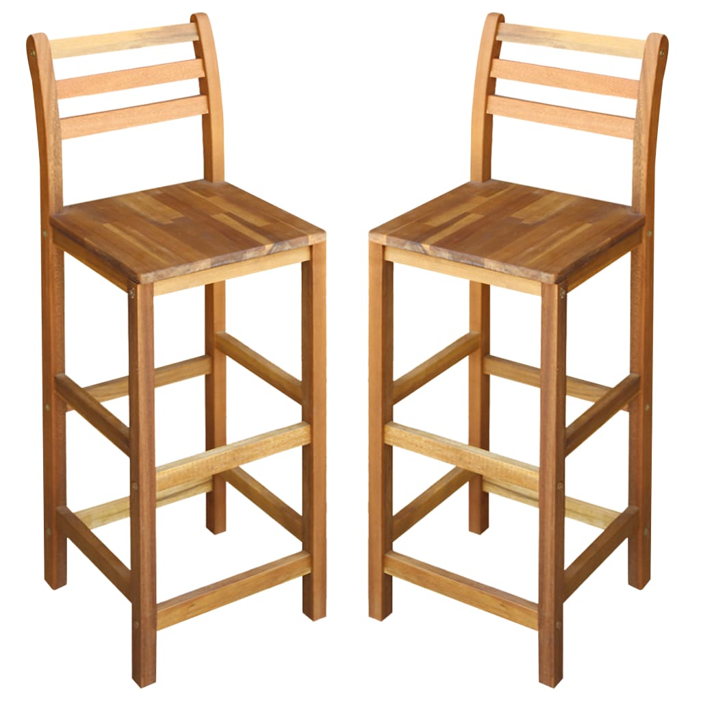 Bar Chairs 2 pcs Solid Acacia Wood - OLBRIT