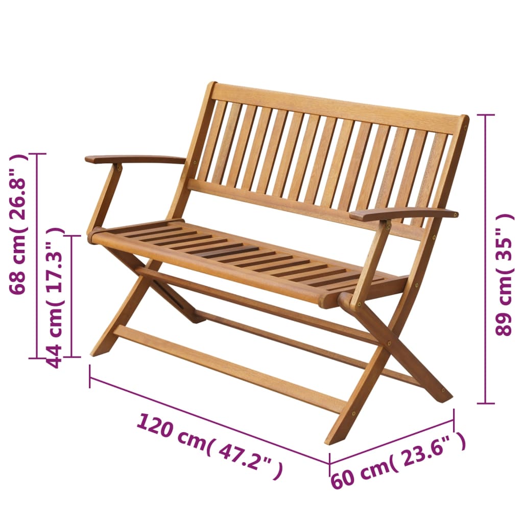 Garden Bench 120 cm Solid Acacia Wood - OLBRIT