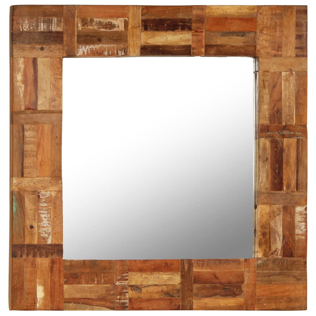 Wall Mirror Solid Reclaimed Wood 60x60 cm - OLBRIT