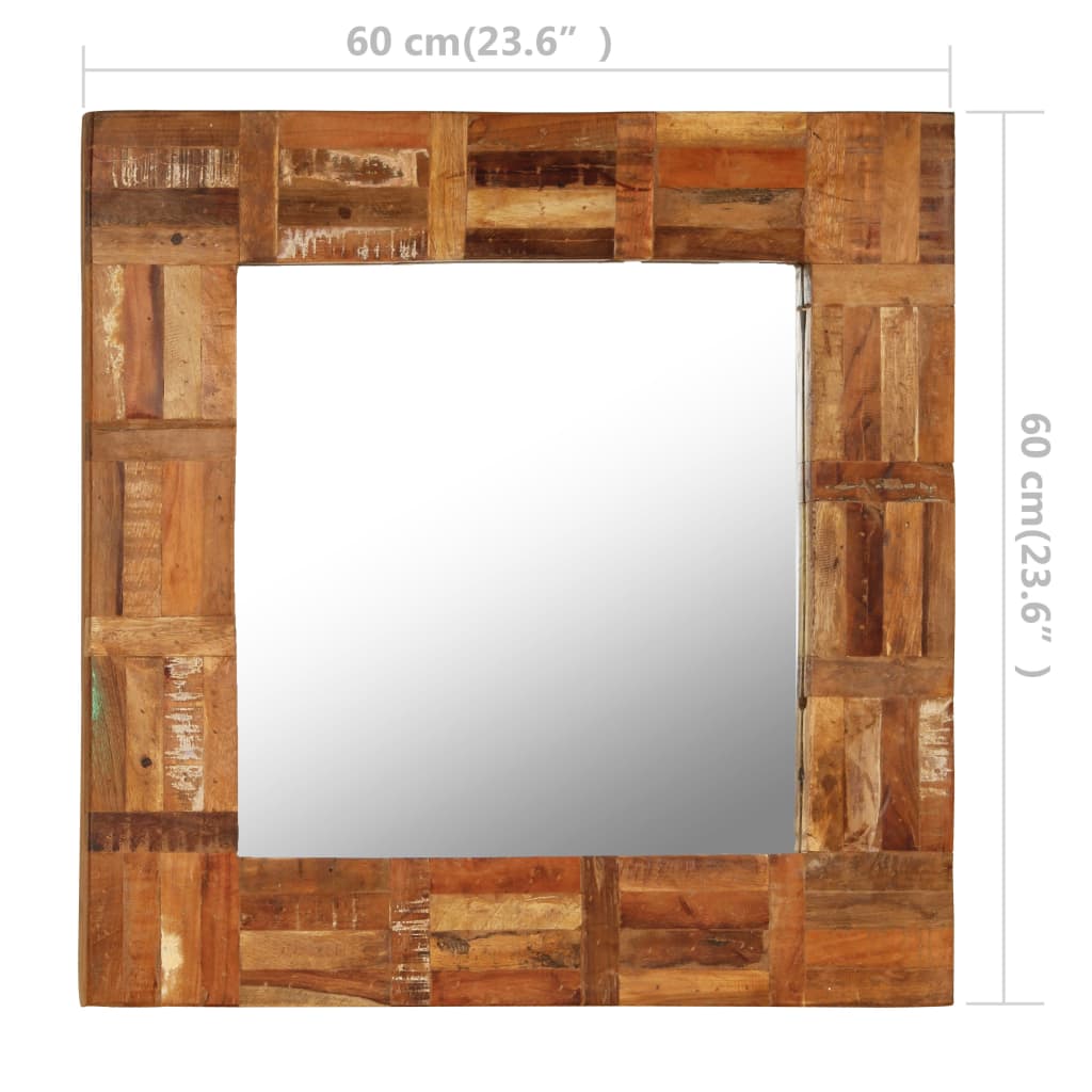 Wall Mirror Solid Reclaimed Wood 60x60 cm - OLBRIT