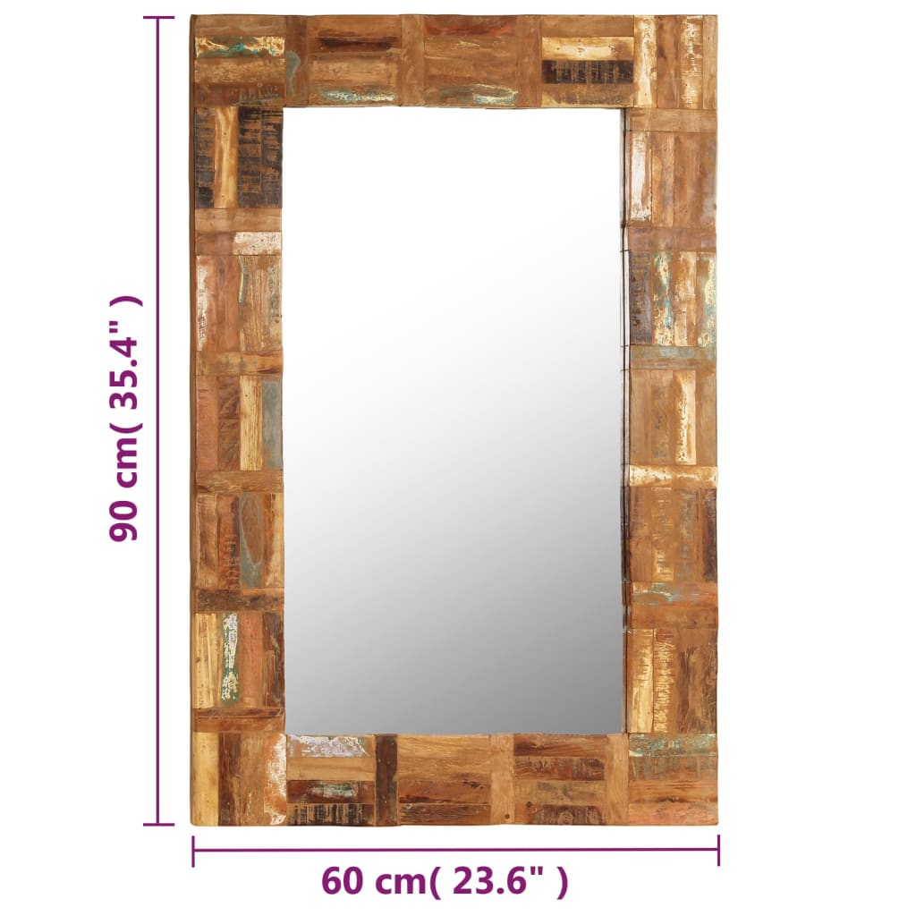 Wall Mirror Solid Reclaimed Wood 60x90 cm - OLBRIT