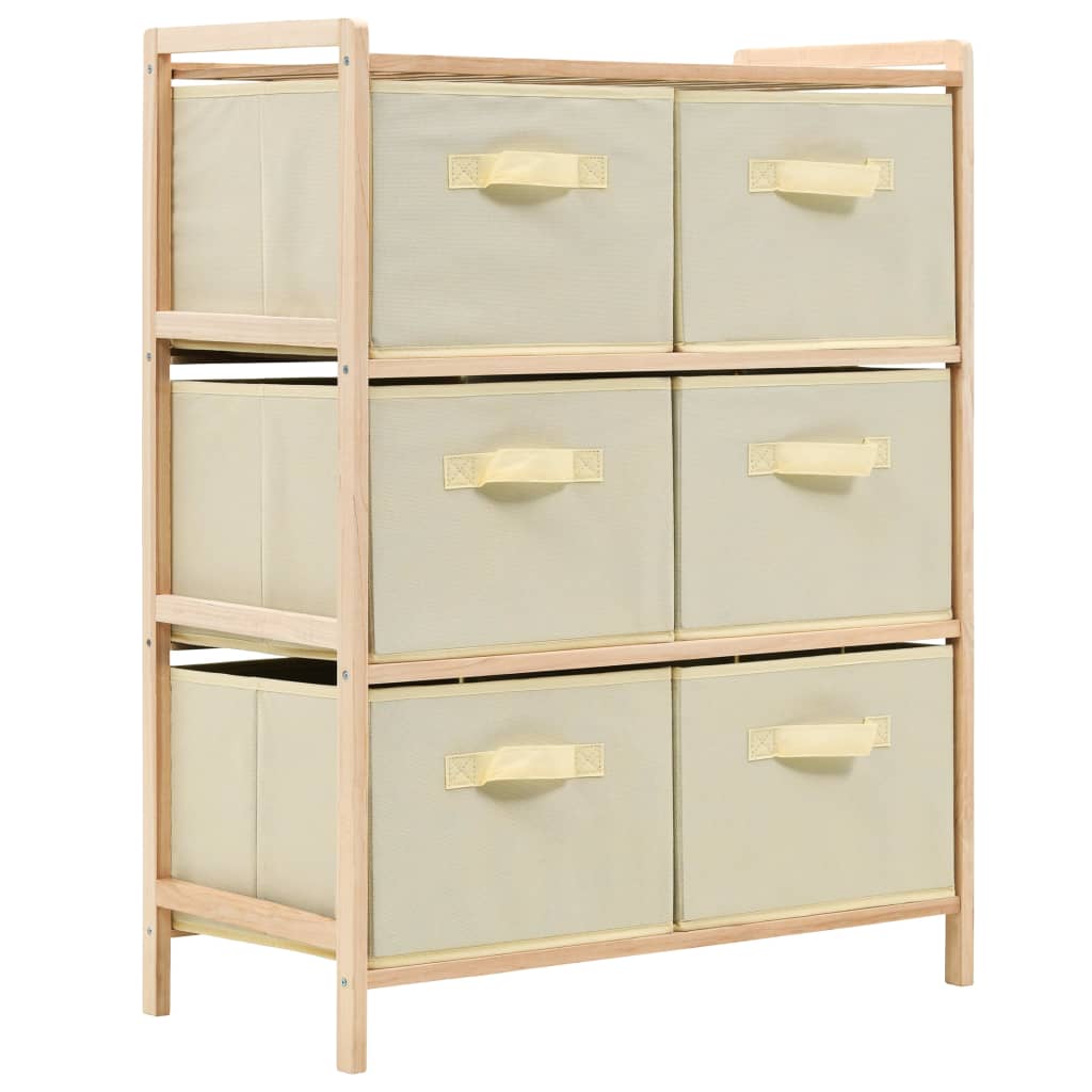Storage Rack with 6 Fabric Baskets Cedar Wood Beige - OLBRIT
