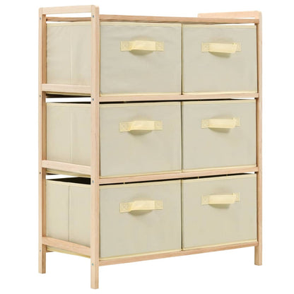 Storage Rack with 6 Fabric Baskets Cedar Wood Beige - OLBRIT