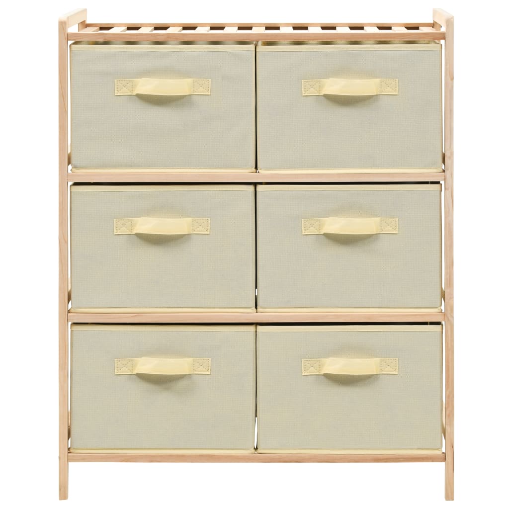 Storage Rack with 6 Fabric Baskets Cedar Wood Beige - OLBRIT