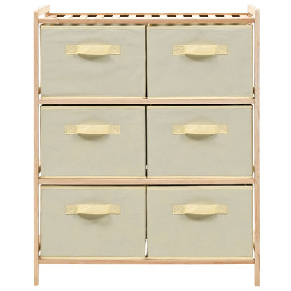 Storage Rack with 6 Fabric Baskets Cedar Wood Beige - OLBRIT