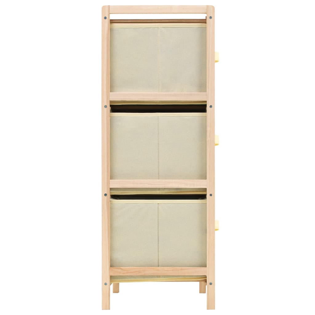Storage Rack with 6 Fabric Baskets Cedar Wood Beige - OLBRIT