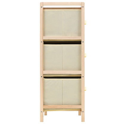 Storage Rack with 6 Fabric Baskets Cedar Wood Beige - OLBRIT