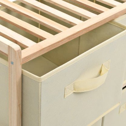 Storage Rack with 6 Fabric Baskets Cedar Wood Beige - OLBRIT