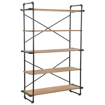 Bookcase Solid Firwood and Steel 120x42x180 cm - OLBRIT