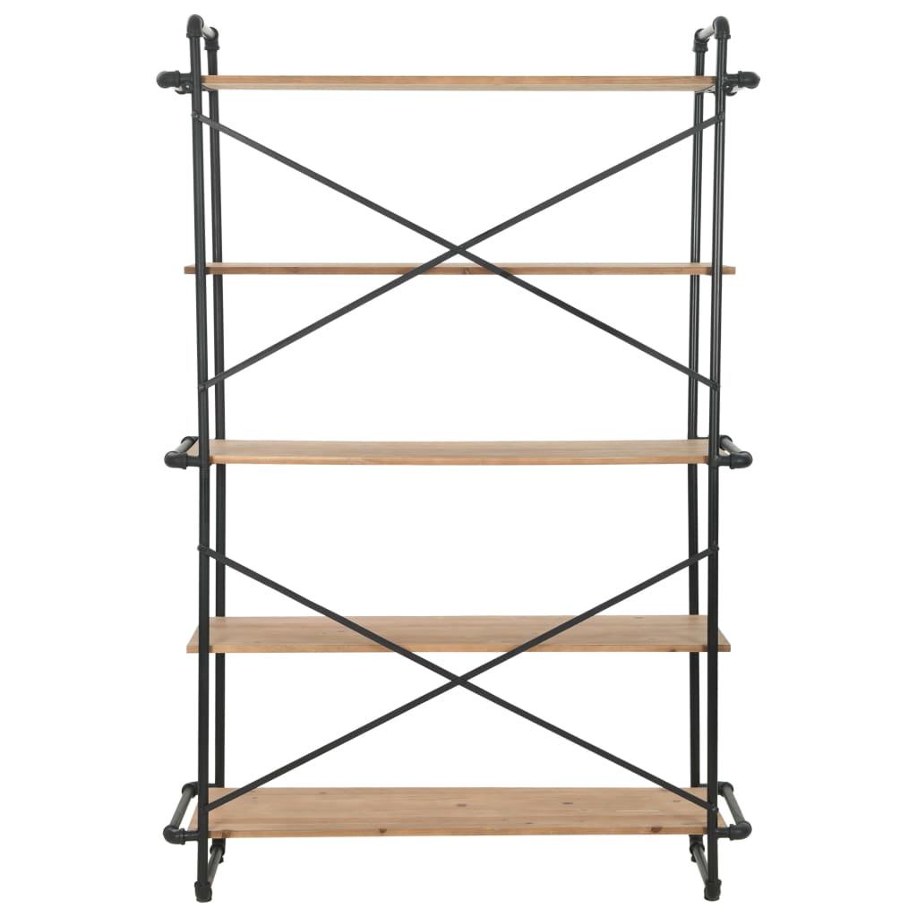 Bookcase Solid Firwood and Steel 120x42x180 cm - OLBRIT