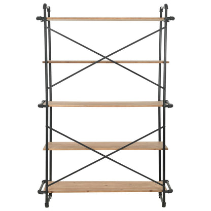 Bookcase Solid Firwood and Steel 120x42x180 cm - OLBRIT