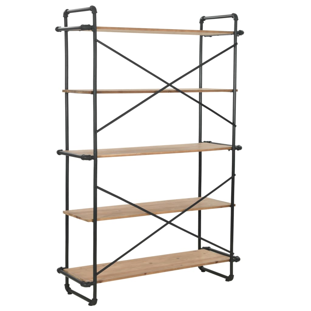 Bookcase Solid Firwood and Steel 120x42x180 cm - OLBRIT