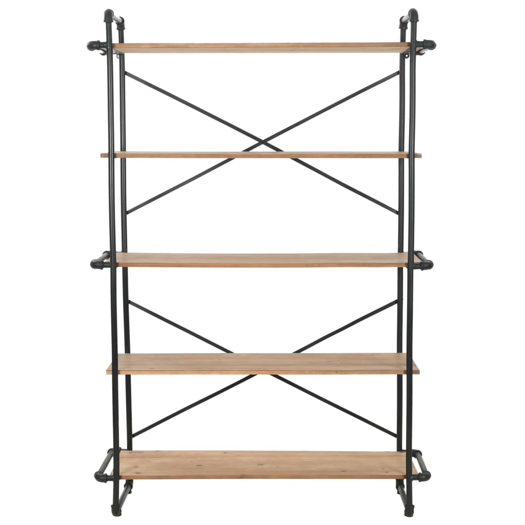 Bookcase Solid Firwood and Steel 120x42x180 cm - OLBRIT