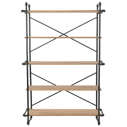 Bookcase Solid Firwood and Steel 120x42x180 cm - OLBRIT