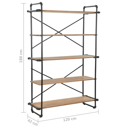 Bookcase Solid Firwood and Steel 120x42x180 cm - OLBRIT