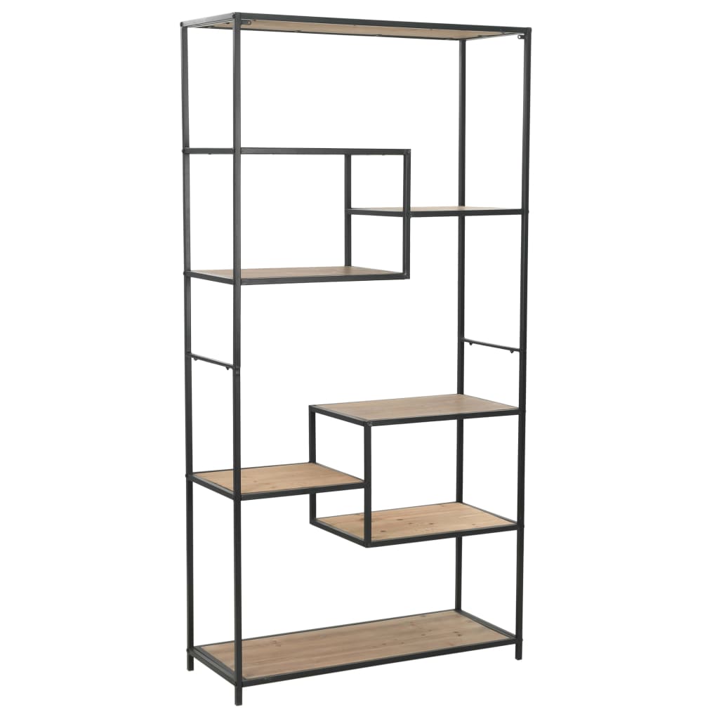 Bookcase Solid Firwood and Steel 90.5x35x180 cm - OLBRIT