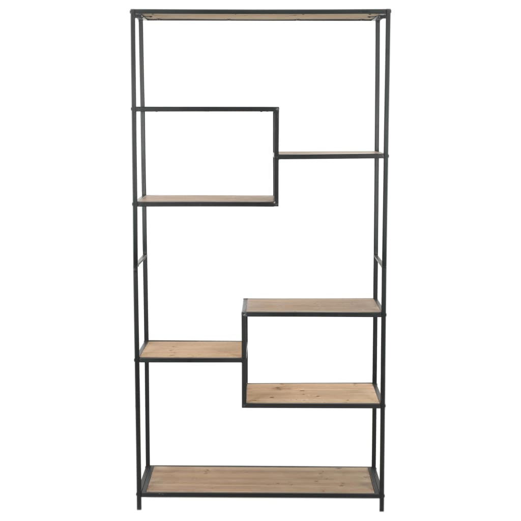 Bookcase Solid Firwood and Steel 90.5x35x180 cm - OLBRIT