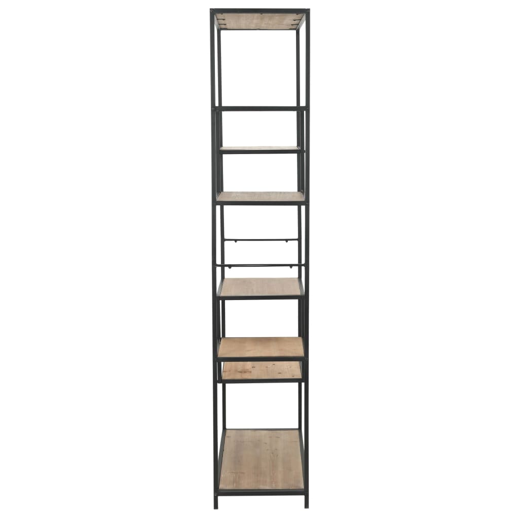 Bookcase Solid Firwood and Steel 90.5x35x180 cm - OLBRIT