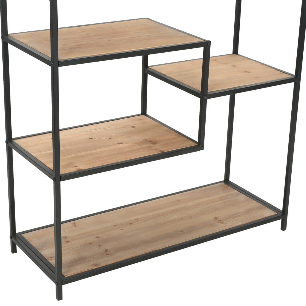 Bookcase Solid Firwood and Steel 90.5x35x180 cm - OLBRIT