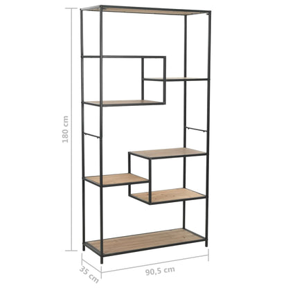 Bookcase Solid Firwood and Steel 90.5x35x180 cm - OLBRIT