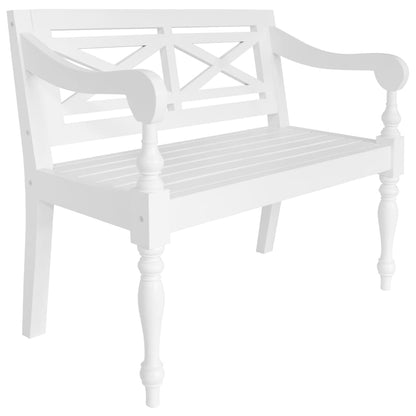 Batavia Bench 98 cm Solid Mahogany Wood White - OLBRIT