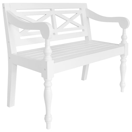 Batavia Bench 98 cm Solid Mahogany Wood White - OLBRIT