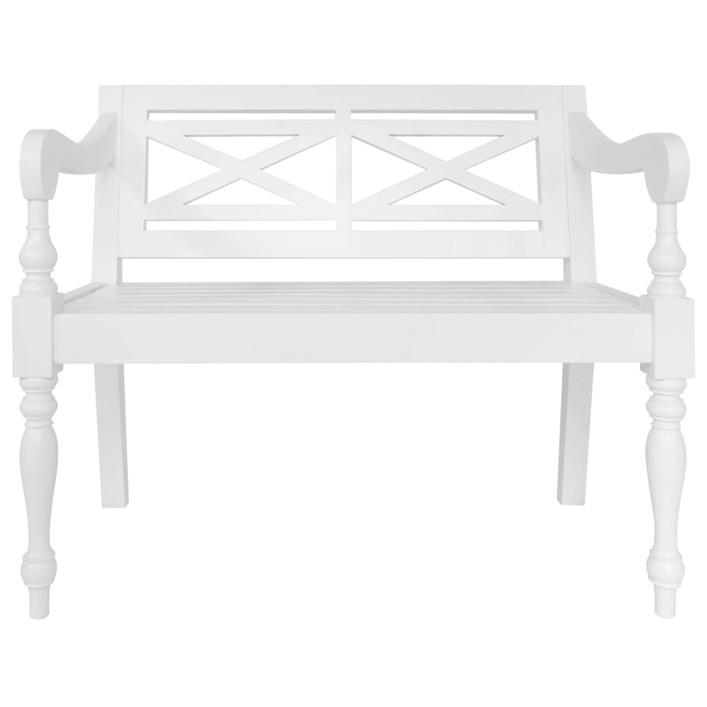 Batavia Bench 98 cm Solid Mahogany Wood White - OLBRIT