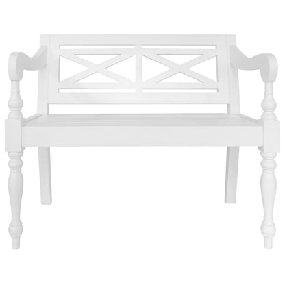 Batavia Bench 98 cm Solid Mahogany Wood White - OLBRIT