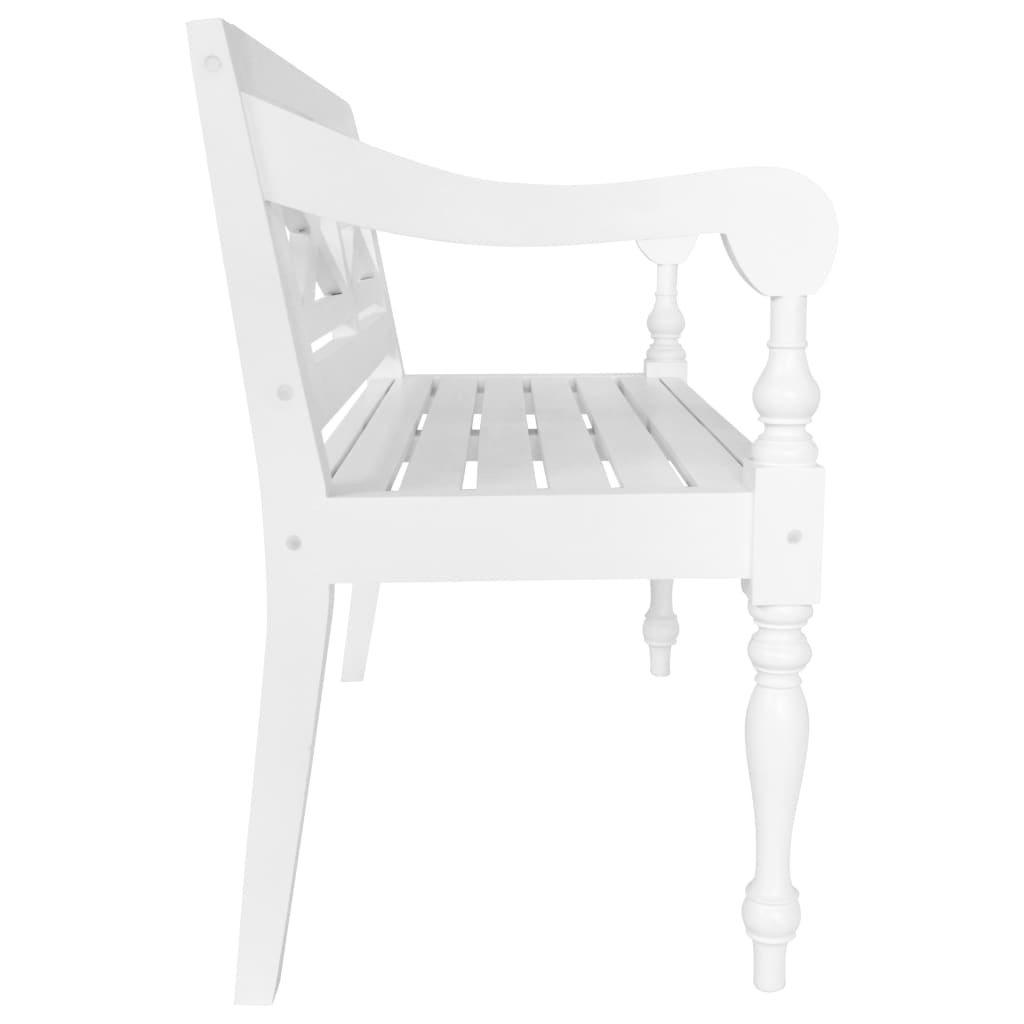 Batavia Bench 98 cm Solid Mahogany Wood White - OLBRIT