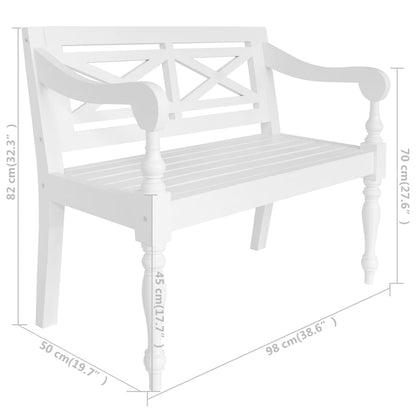 Batavia Bench 98 cm Solid Mahogany Wood White - OLBRIT