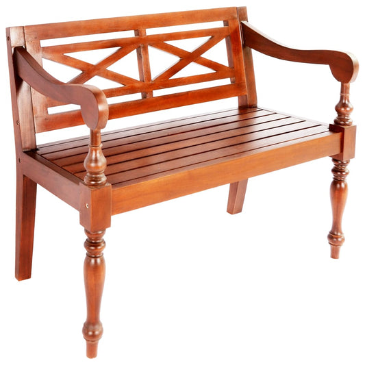 Batavia Bench 98 cm Solid Mahogany Wood Dark Brown - OLBRIT