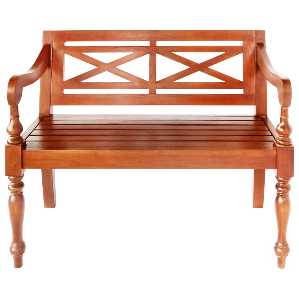 Batavia Bench 98 cm Solid Mahogany Wood Dark Brown - OLBRIT
