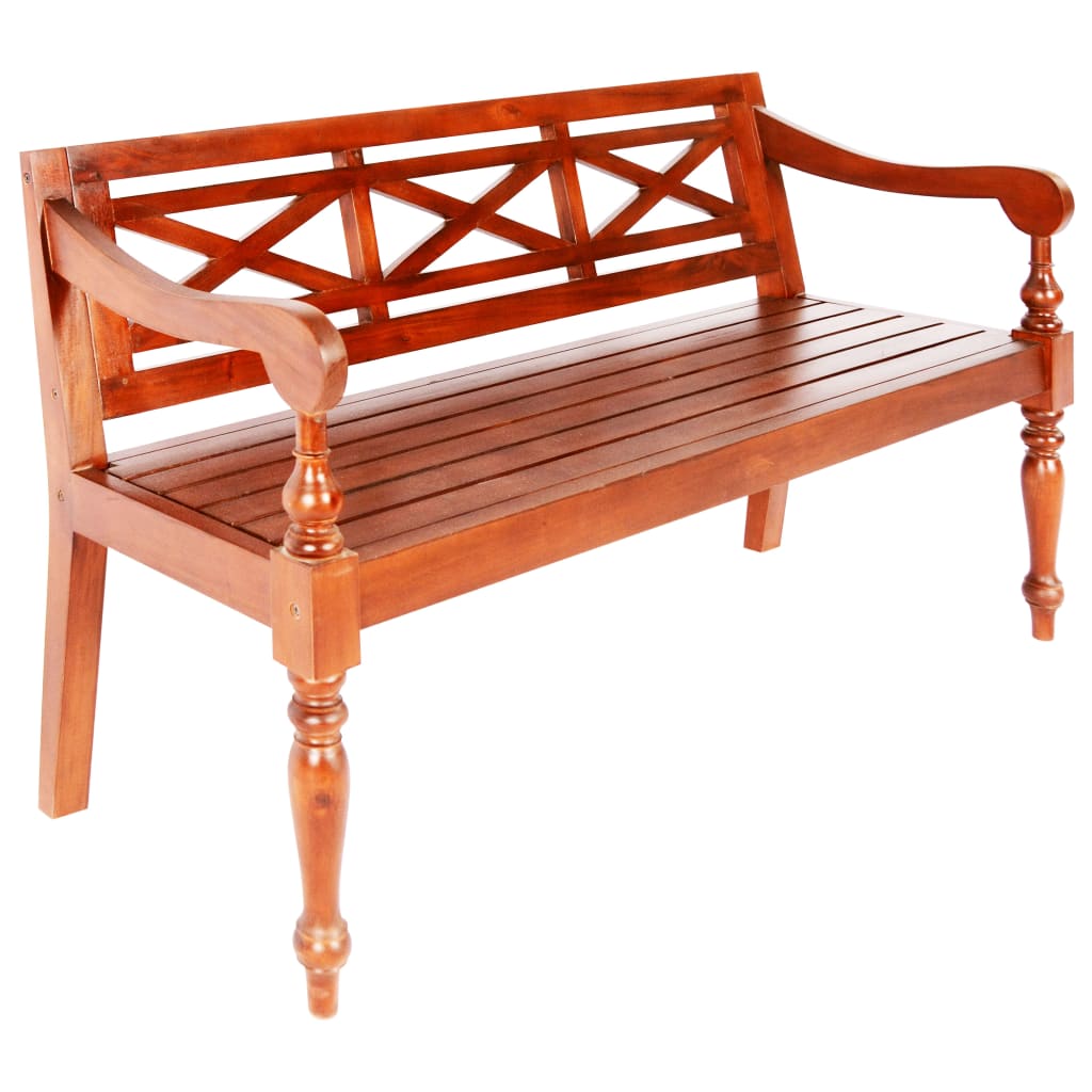 Batavia Bench 136 cm Solid Mahogany Wood Dark Brown - OLBRIT