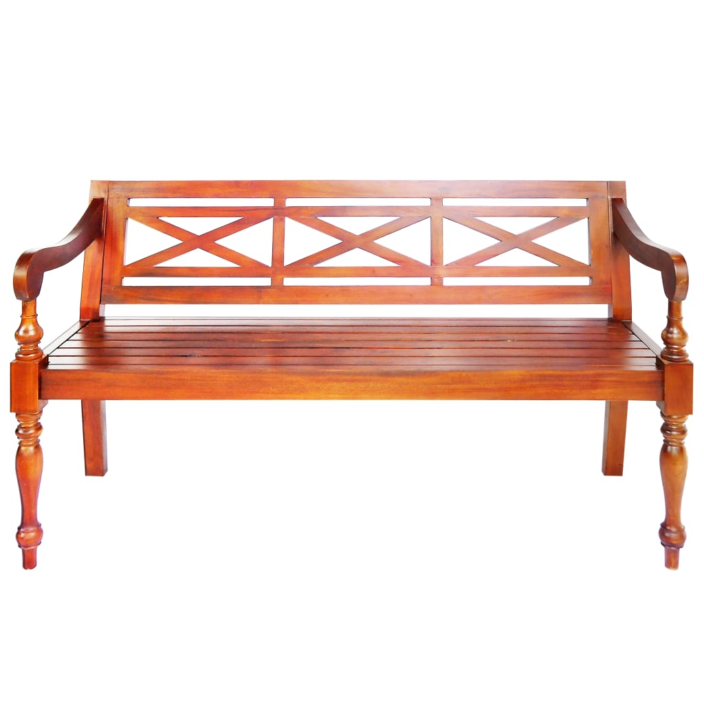 Batavia Bench 136 cm Solid Mahogany Wood Dark Brown - OLBRIT