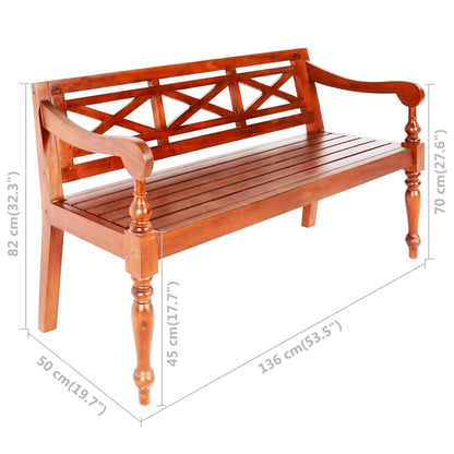 Batavia Bench 136 cm Solid Mahogany Wood Dark Brown - OLBRIT