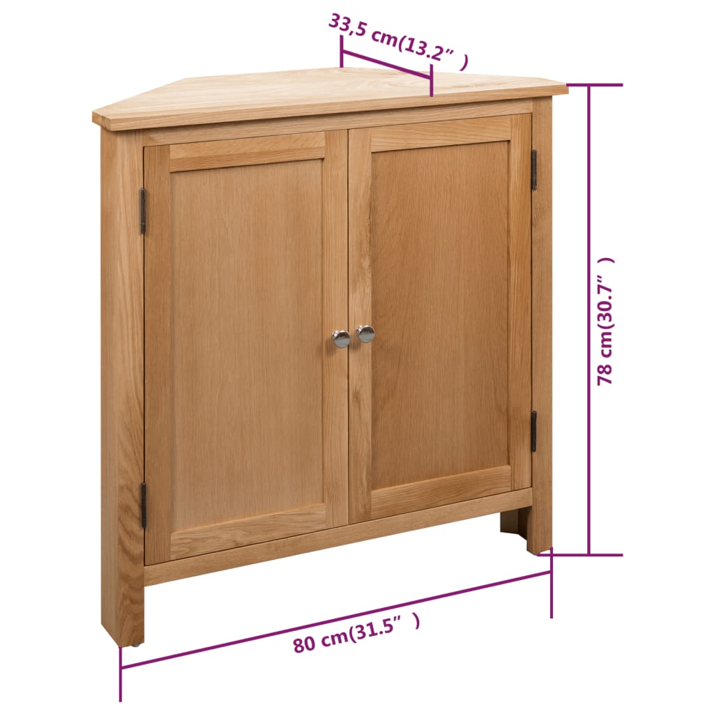 Corner Cabinet 80x33.5x78 cm Solid Oak Wood - OLBRIT