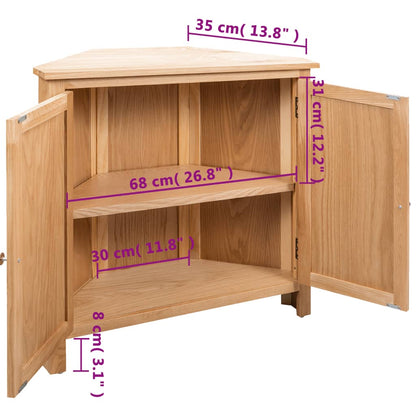 Corner Cabinet 80x33.5x78 cm Solid Oak Wood - OLBRIT