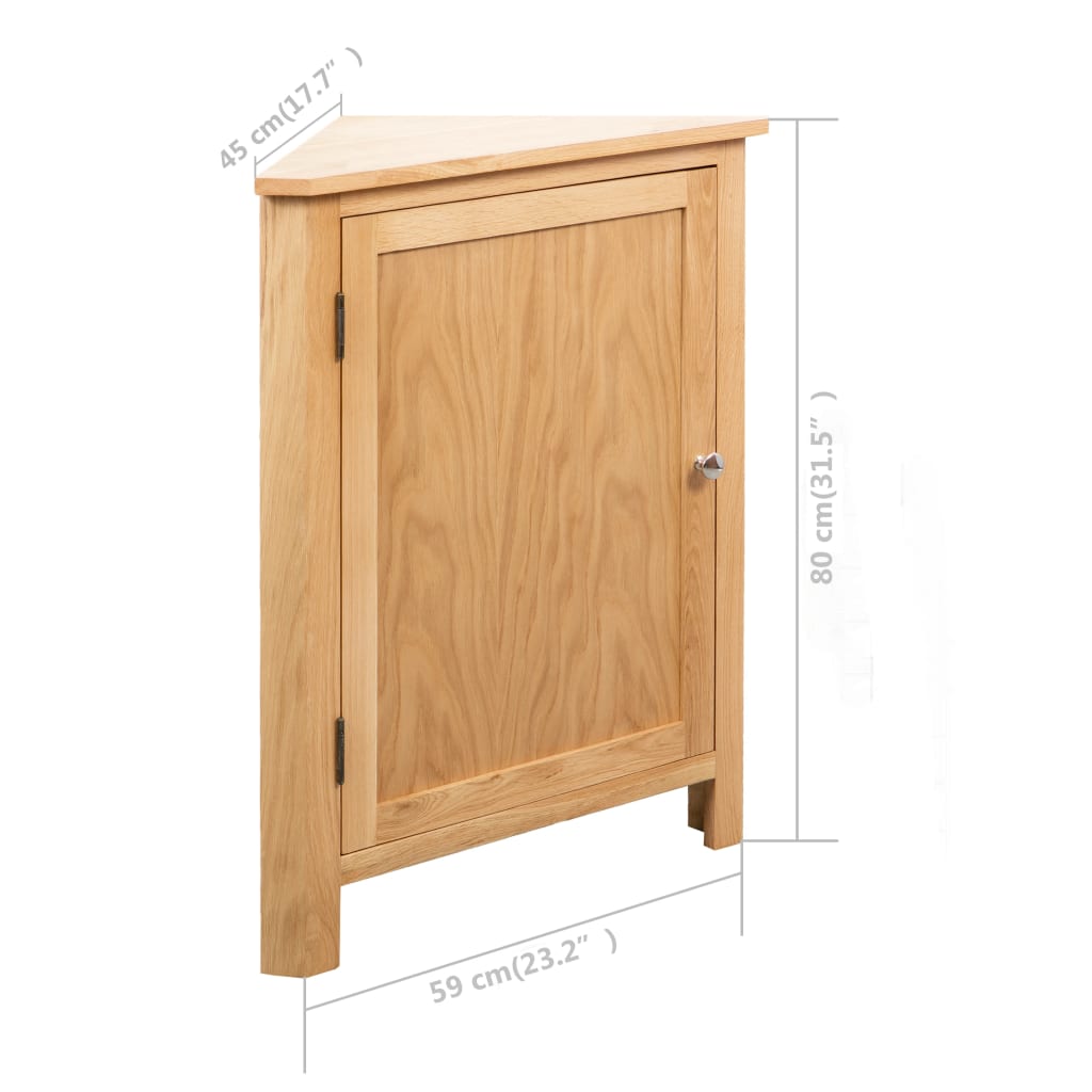 Corner Cabinet 59x45x80 cm Solid Oak Wood - OLBRIT