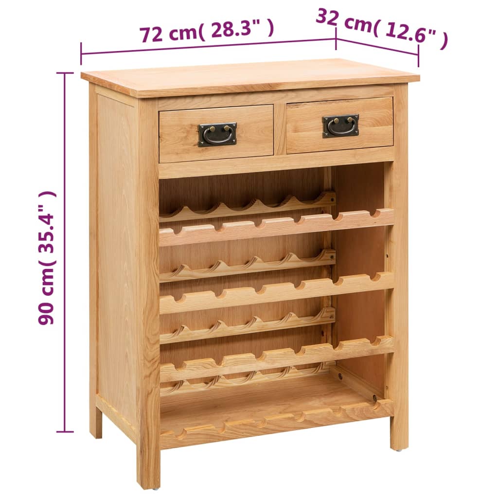Wine Cabinet 72x32x90 cm Solid Oak Wood - OLBRIT