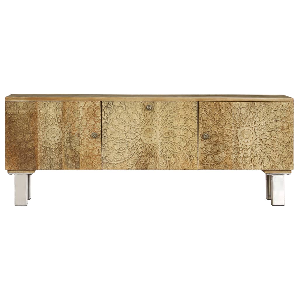 TV Cabinet Solid Mango Wood 118x30x45 cm - OLBRIT