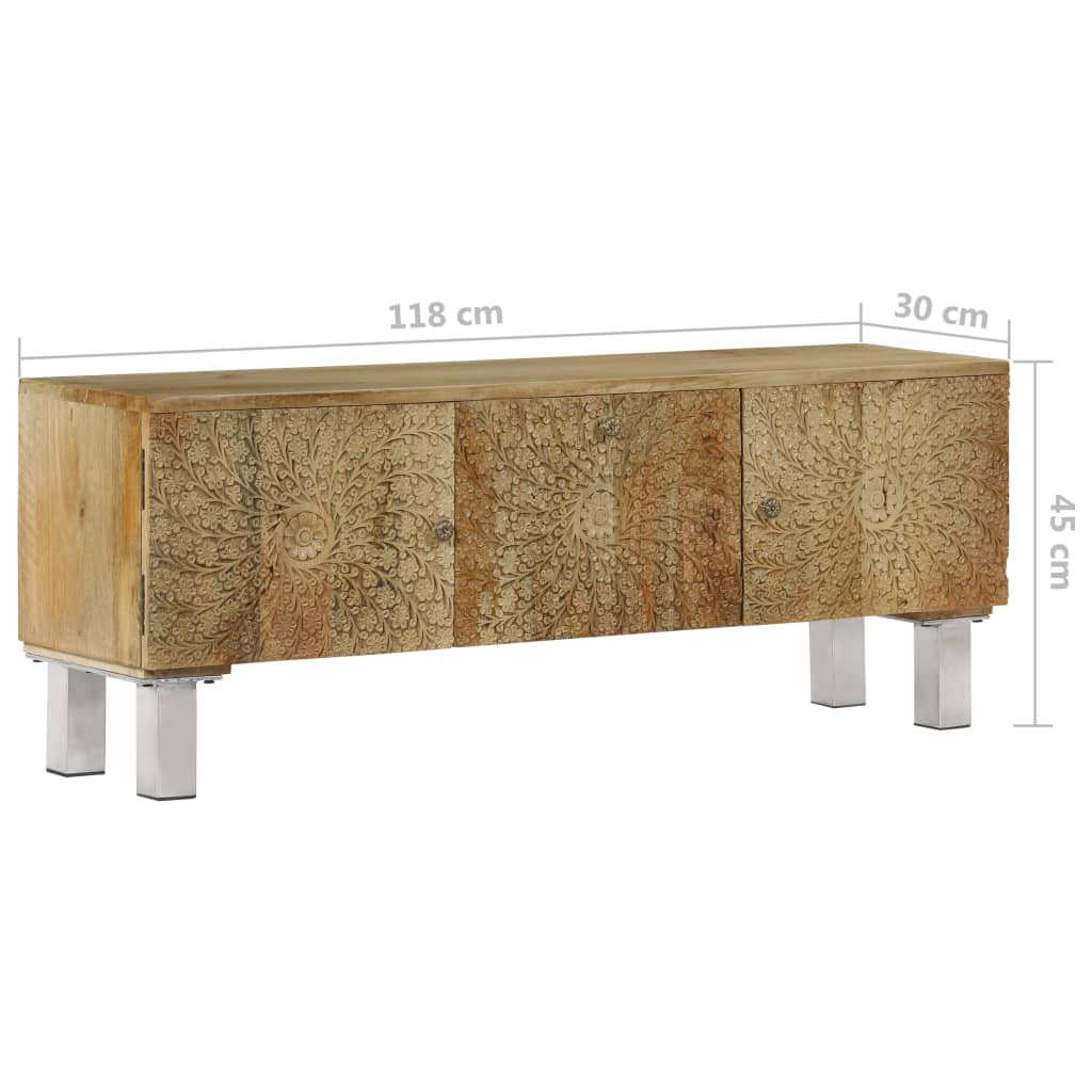 TV Cabinet Solid Mango Wood 118x30x45 cm - OLBRIT