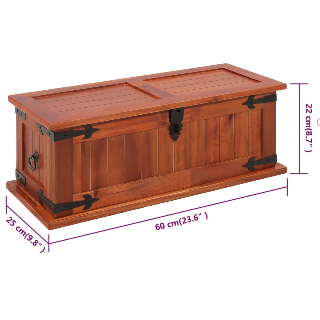 Storage Chest 60x25x22 cm Solid Acacia Wood - OLBRIT