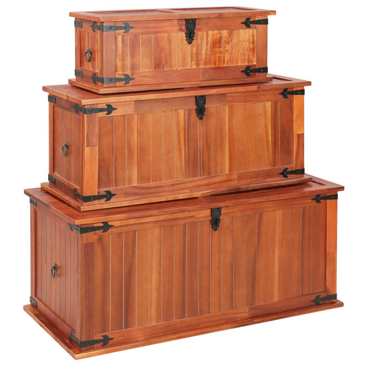 Storage Chests 3 pcs Solid Acacia Wood - OLBRIT