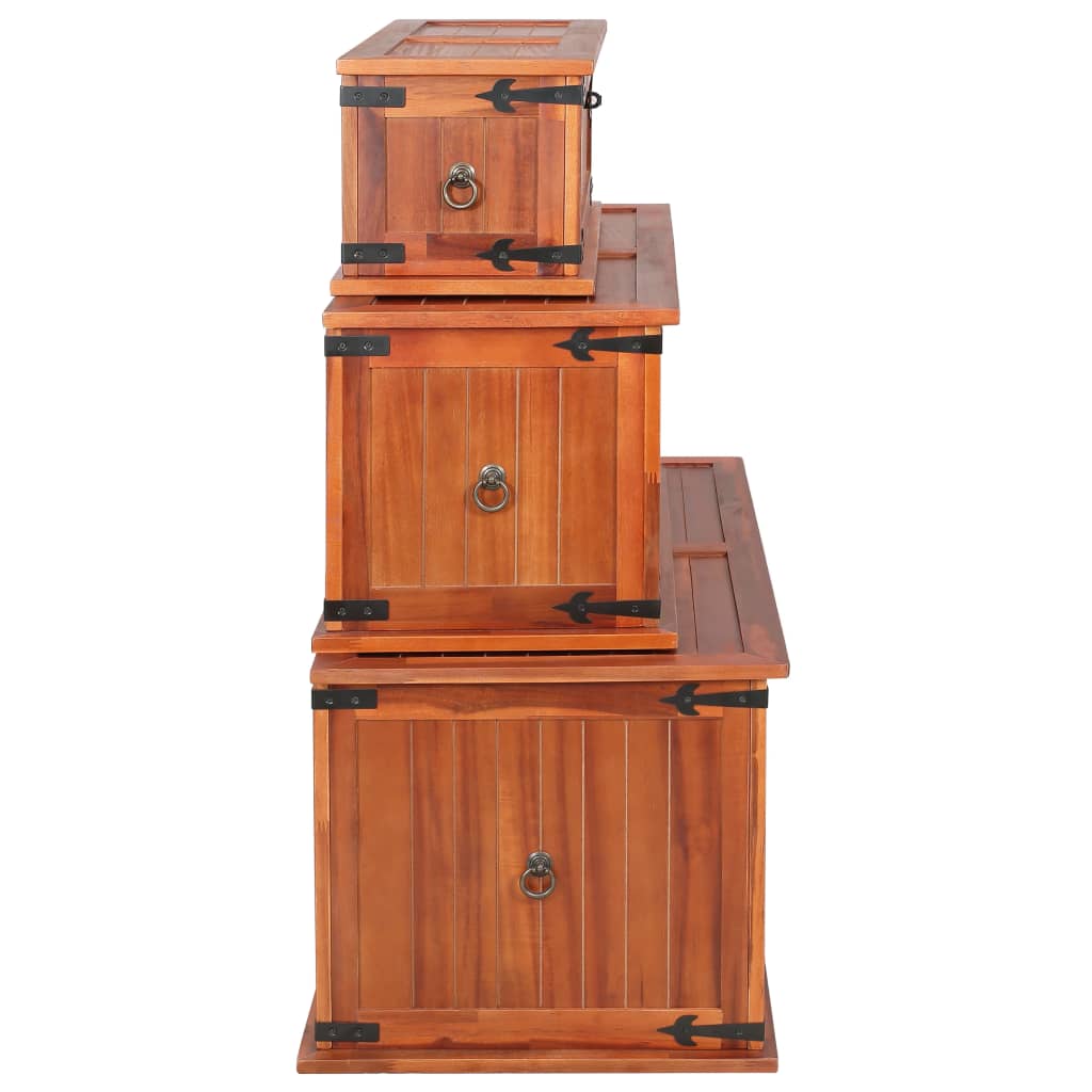 Storage Chests 3 pcs Solid Acacia Wood - OLBRIT