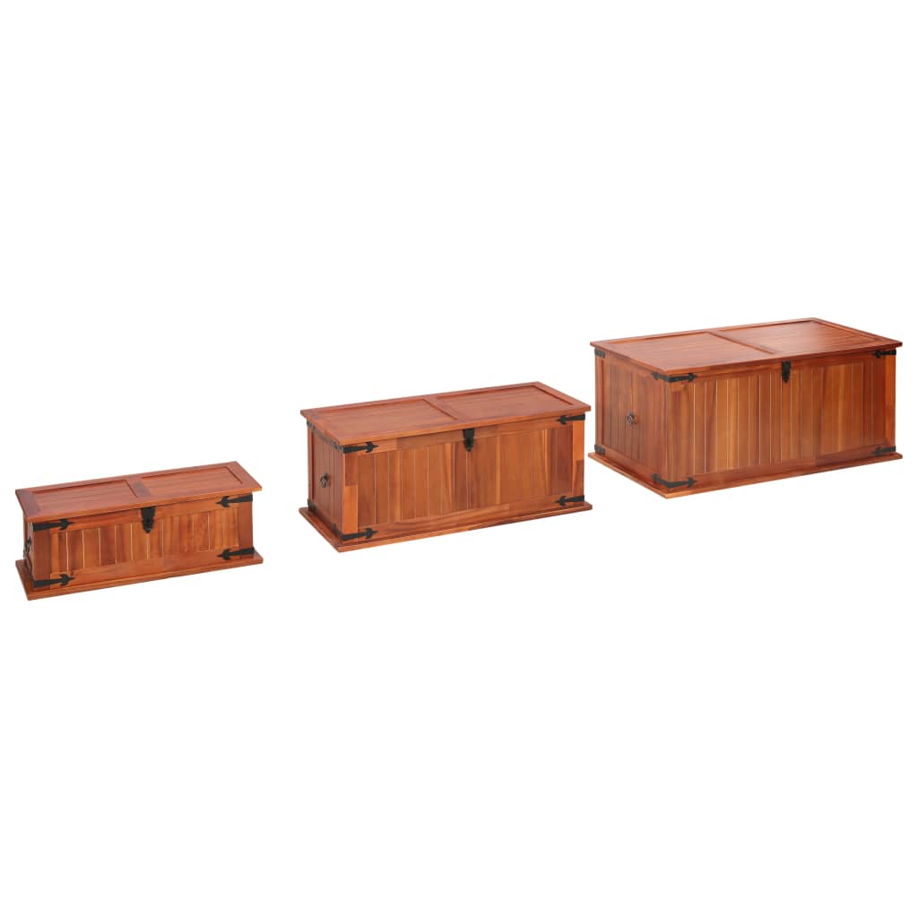 Storage Chests 3 pcs Solid Acacia Wood - OLBRIT