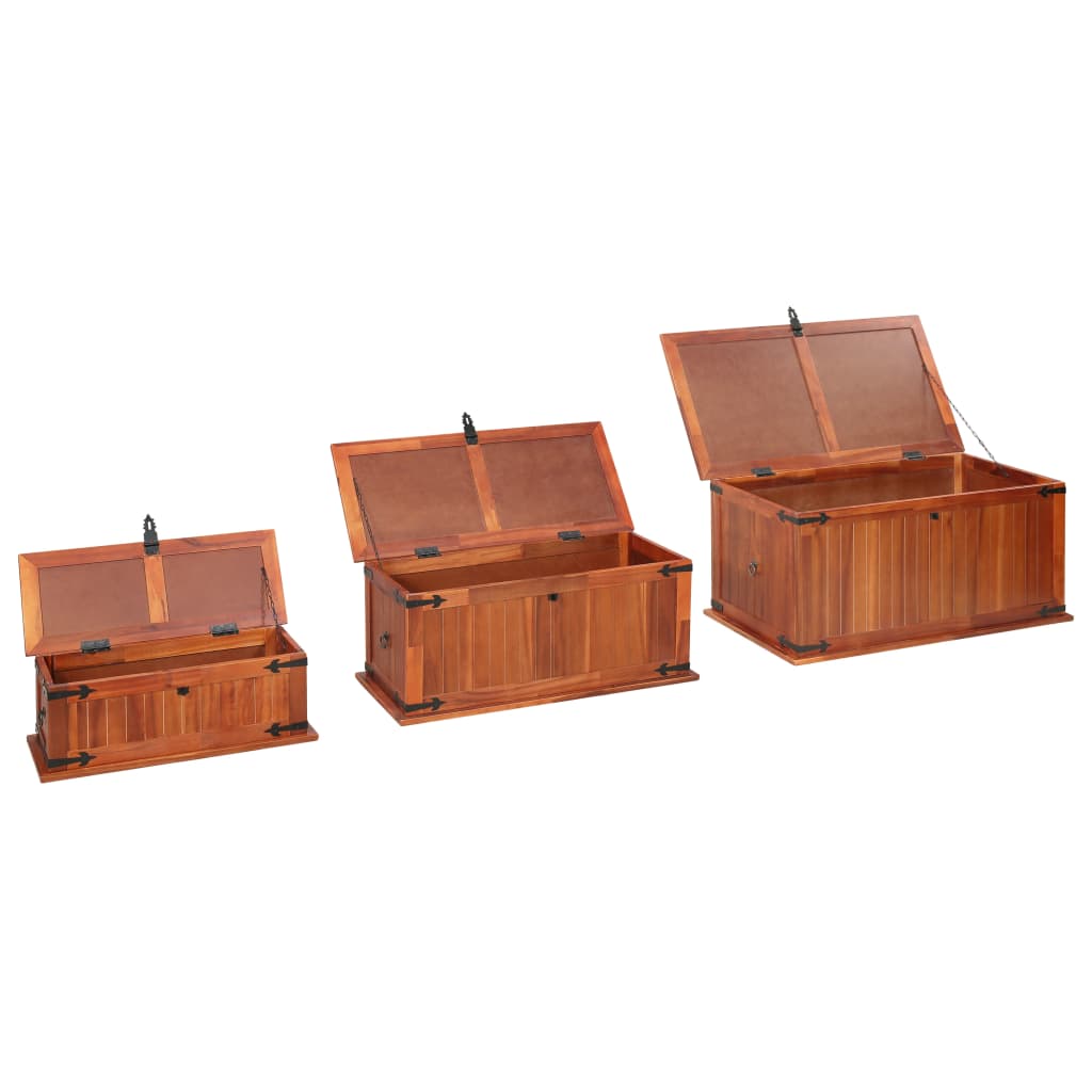 Storage Chests 3 pcs Solid Acacia Wood - OLBRIT