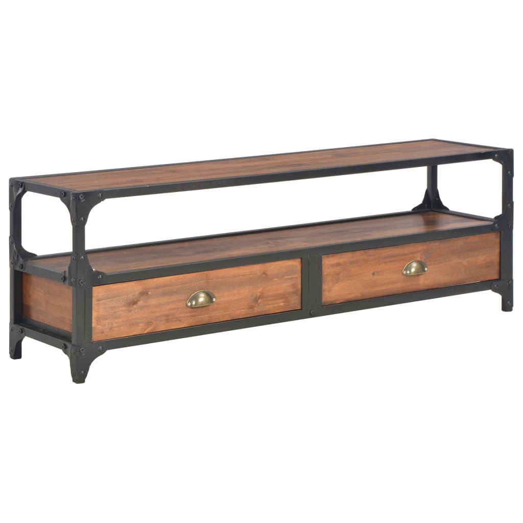 TV Cabinet with 2 Drawers 120x30x40 cm Solid Pine Wood - OLBRIT